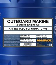 MANNOL 7207 Outboard Marine 20л двухтактное полусинтетическое лодочное моторное масло