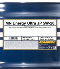 MANNOL Energy Ultra JP 5W-20 7906 208л синтетическое моторное масло