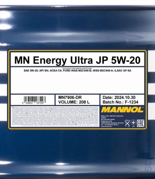 MANNOL Energy Ultra JP 5W-20 7906 208л синтетическое моторное масло