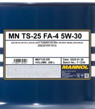 Масло моторное MANNOL 	TS-25 7125 5W-30 API FA-4 208 литров