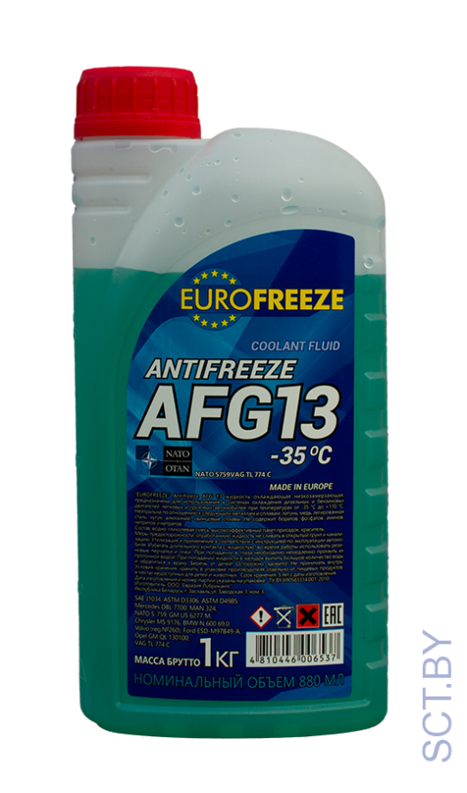 Antifreeze EUROFREEZE AFG 13 -40C 1 кг (0,88Л) ЗЕЛЕНЫЙ