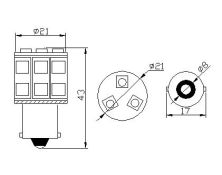 210032 LED P21W 12V 13x5050 BA15S (202075) 2 шт в блистере