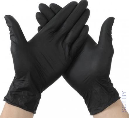 Перчатки нитриловые одноразовые черные (50п в уп) размер L