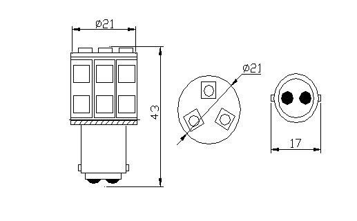 210087 LED 202358 P21/5W 24V 13x5050 BAY15d