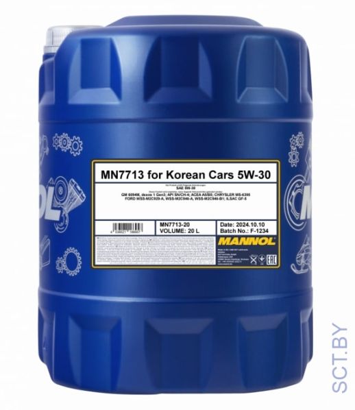 MANNOL for Korean Cars 5W-30 7713 20л синтетическое моторное масло