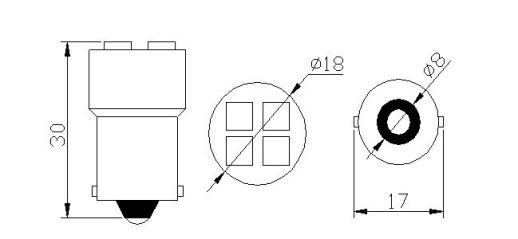 210186 LED R5W/10W 12V 4x5050 BA15S